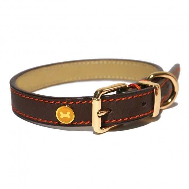 Lux Leather Brown Collar 10-14" x 1/2"