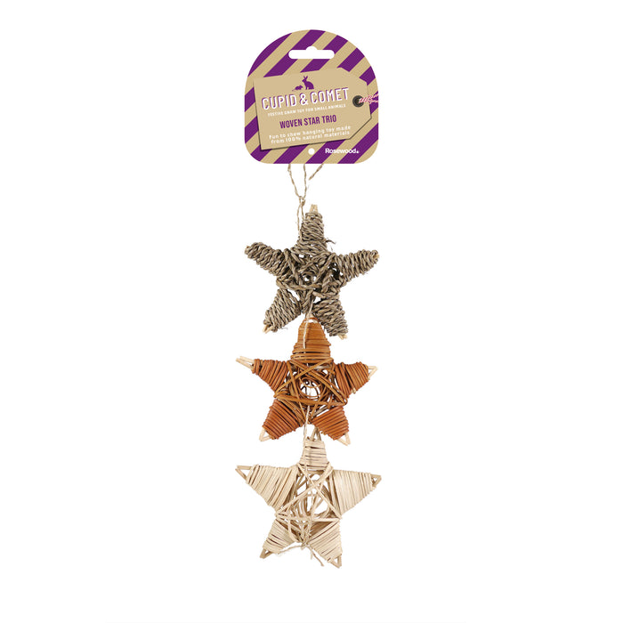 Xmas Woven Star Trio x4