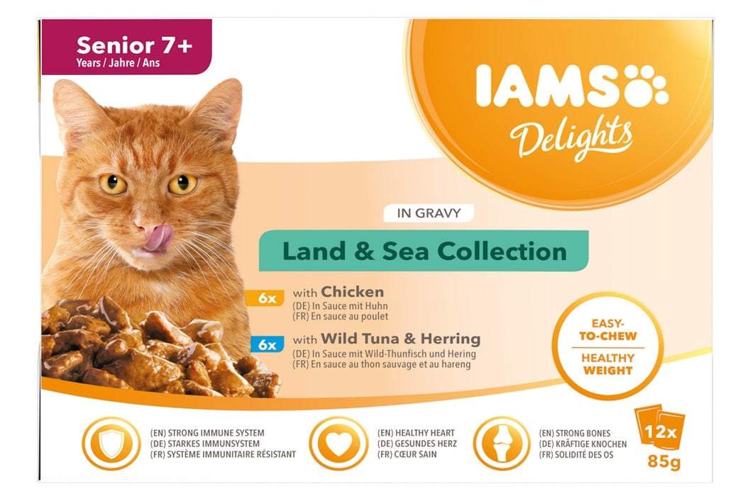 Iams Cat Delight Senior L&S Gravy 12x85g