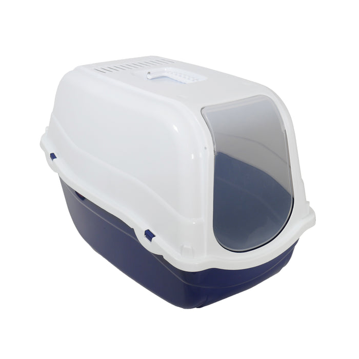 Rosewood Romeo Hood Cat Litter Box Blue