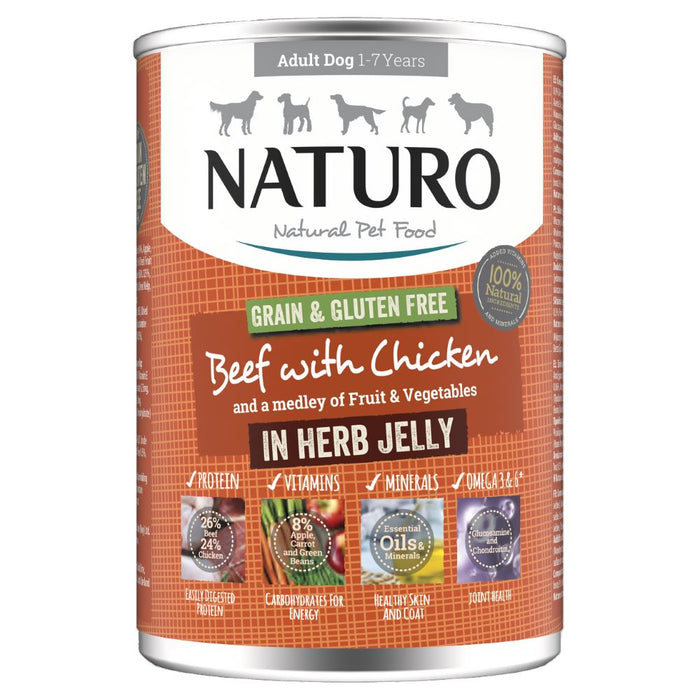 Naturo Adult GGF Beef Jel Tin 12x390g