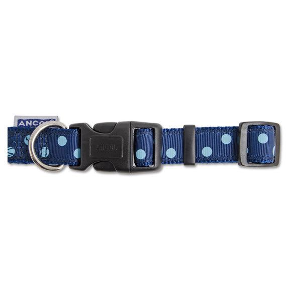 Ancol Vintage Navy Blue Polka Collar 1-2