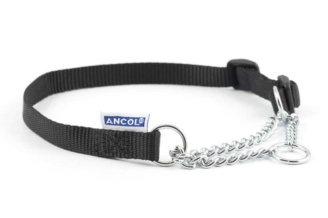 Ancol Nyl Chain Check Collar Black S2-4AncolLovelyPup.com