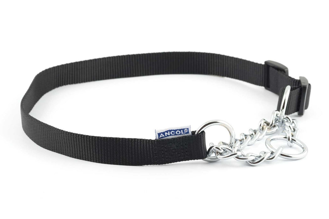 Ancol Nyl Chain Check Collar Black S5-9AncolLovelyPup.com